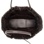 Bottega Veneta Maxi Intrecciato Arco Tote Dark Brown Shearling Leather — view 4