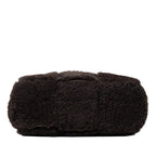 Bottega Veneta Maxi Intrecciato Arco Tote Dark Brown Shearling Leather — view 3