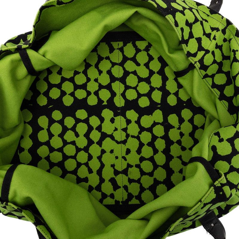 Bottega Veneta Vache Bubble Print Tote Green Black Canvas Leather — view 4