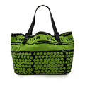 Bottega Veneta Vache Bubble Print Tote Green Black Canvas Leather