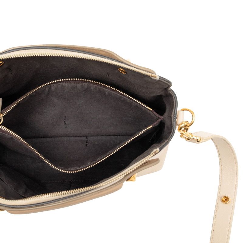 Fendi by the Way Monster Eye Studs 2-Way Shoulder Bag Beige Black Leather — view 4