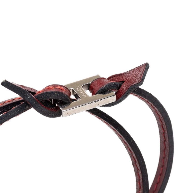 Hermes Tillet Double Strand Bracelet Wine Red Leather — view 5
