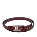 Hermes Tillet Double Strand Bracelet Wine Red Leather