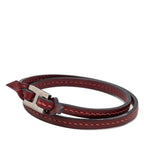 Hermes Tillet Double Strand Bracelet Wine Red Leather — view 2