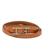 Hermes Hapi Triple Strand Bracelet Brown Silver Leather