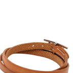 Hermes Hapi Triple Strand Bracelet Brown Silver Leather — view 5