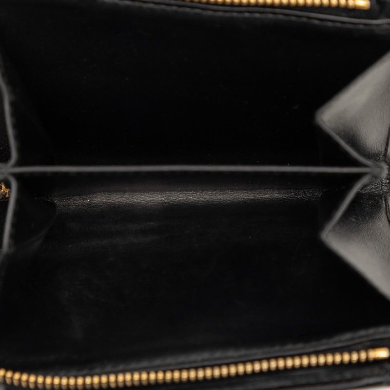Prada Triangle Logo Bifold Wallet Compact Black Soft Calf Leather — view 6