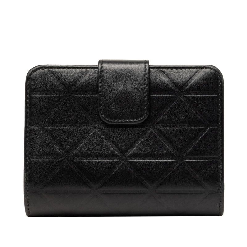 Prada Triangle Logo Bifold Wallet Compact Black Soft Calf Leather — view 3