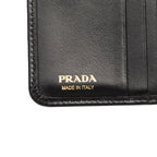 Prada Triangle Logo Bifold Wallet Compact Black Soft Calf Leather — view 7