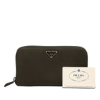 Prada Tessuto Wallet Zip Around Dark Green Nylon — view 6