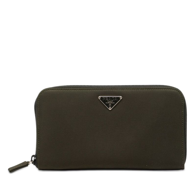 Prada Tessuto Wallet Zip Around Dark Green Nylon