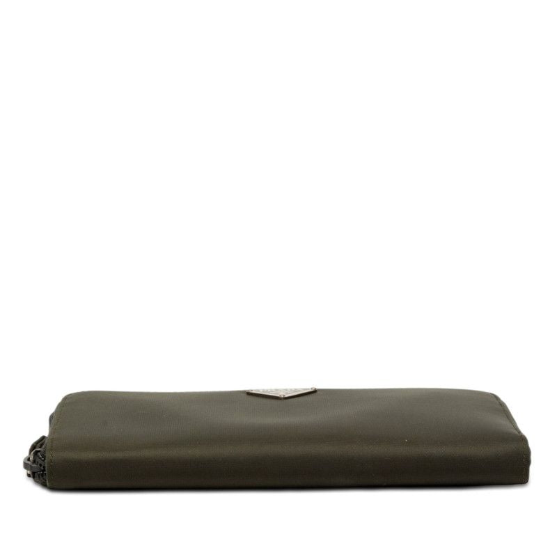 Prada Tessuto Wallet Zip Around Dark Green Nylon — view 3