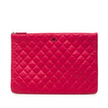 Chanel CC Logo Quilted Clutch Pink Lambskin