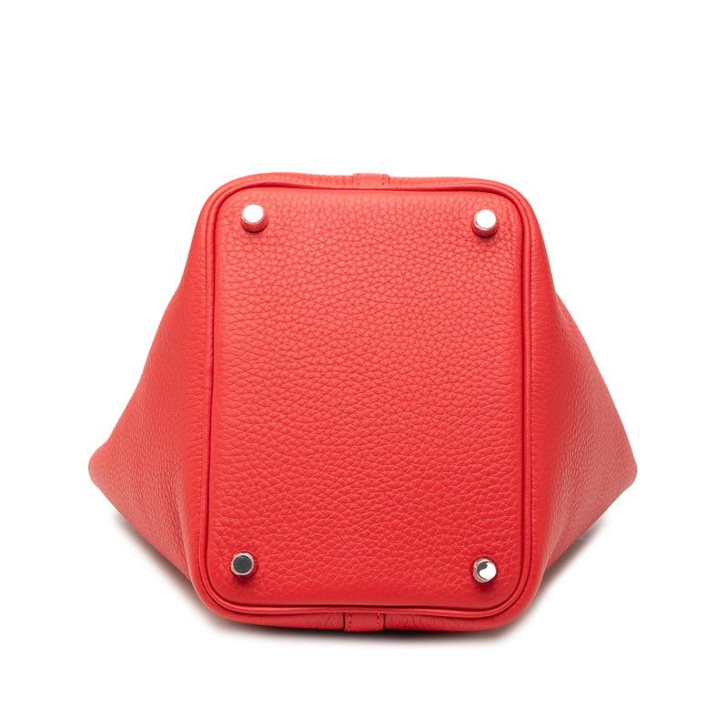 Hermes Picotin Lock PM Handbag Red Silver Taurillon Clemence — view 3