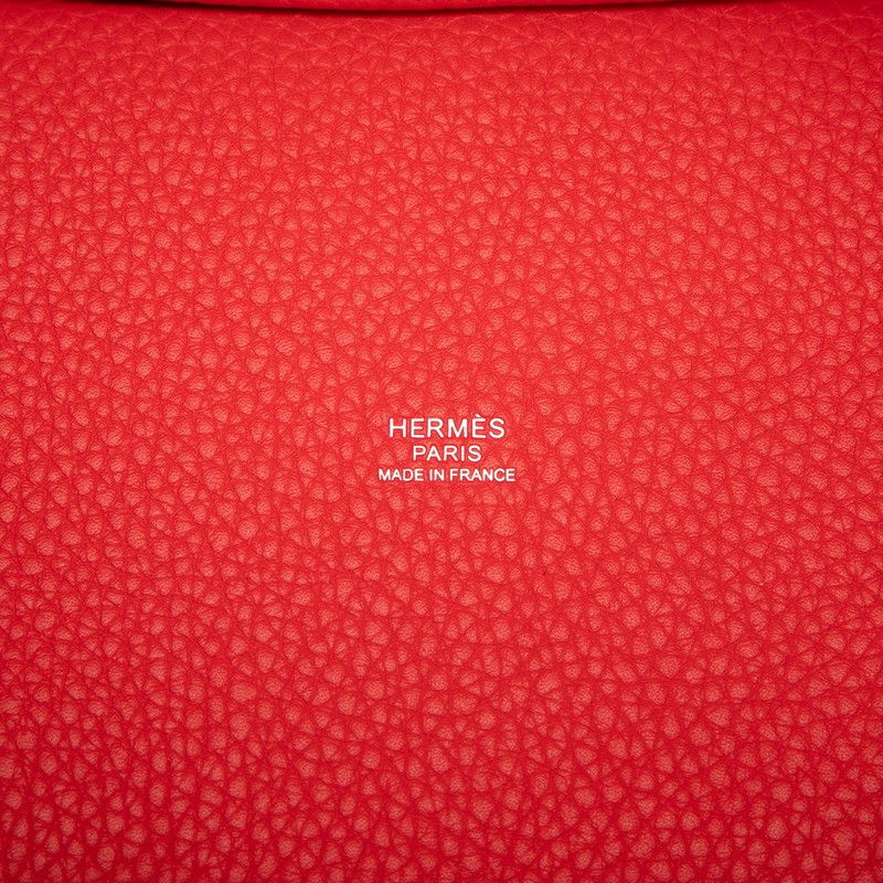 Hermes Picotin Lock PM Handbag Red Silver Taurillon Clemence — view 5