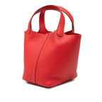 Hermes Picotin Lock PM Handbag Red Silver Taurillon Clemence — view 2