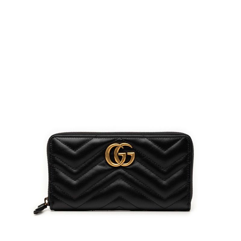 Gucci GG Marmont Zip Around Wallet Black Leather