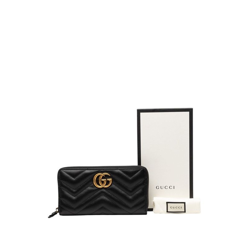 Gucci GG Marmont Zip Around Wallet Black Leather — view 7