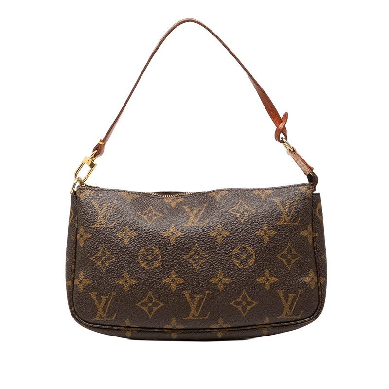 Louis Vuitton Monogram Pochette Handbag Brown Leather