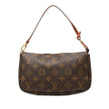 Louis Vuitton Monogram Pochette Handbag Brown Leather