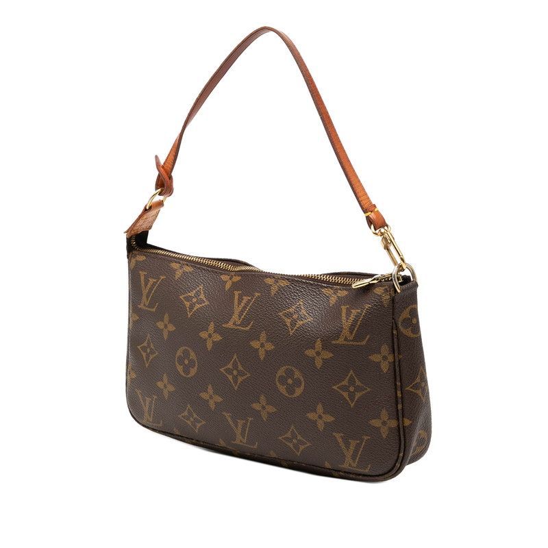 Louis Vuitton Monogram Pochette Handbag Brown Leather — view 2