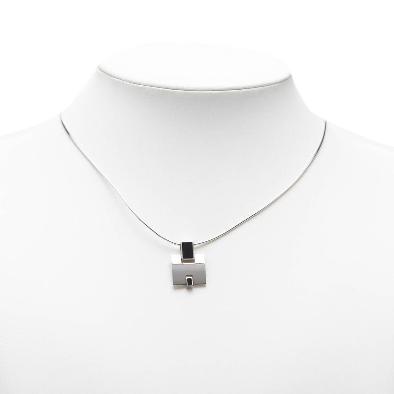 Hermes Irene Chain Pendant Black Metal Silver — view 6