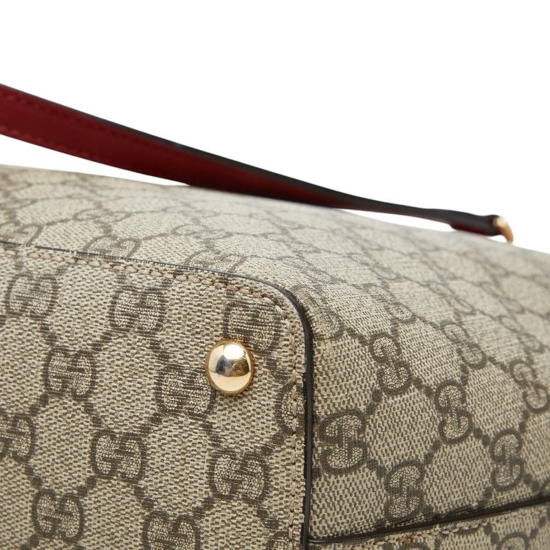 Gucci GG Supreme Tote Beige Red Pink Leather — view 6