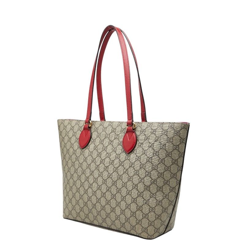 Gucci GG Supreme Tote Beige Red Pink Leather — view 2