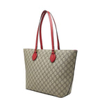 Gucci GG Supreme Tote Beige Red Pink Leather — view 2