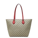 Gucci GG Supreme Tote Beige Red Pink Leather