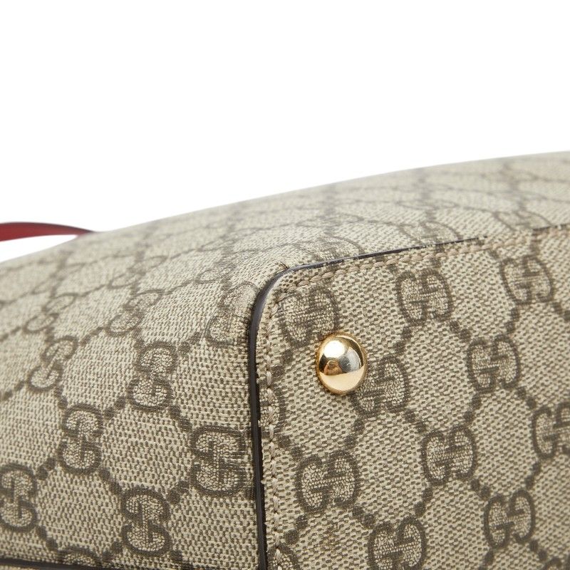 Gucci GG Supreme Tote Beige Red Pink Leather — view 7