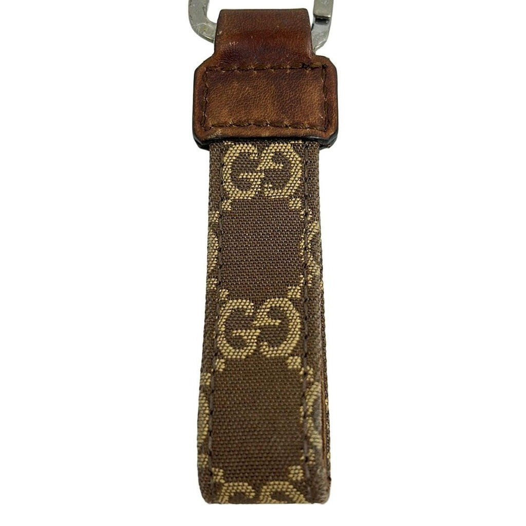 Gucci Key Holder GG Canvas Key Ring 042 01 Dark Brown Yellow Leather — view 4