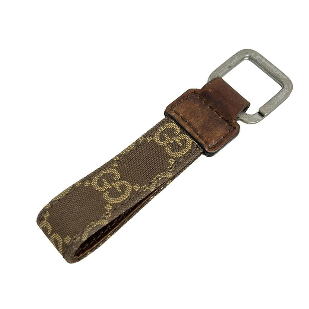 Gucci Key Holder GG Canvas Key Ring 042 01 Dark Brown Yellow Leather