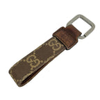 Gucci Key Holder GG Canvas Key Ring 042 01 Dark Brown Yellow Leather — view 2