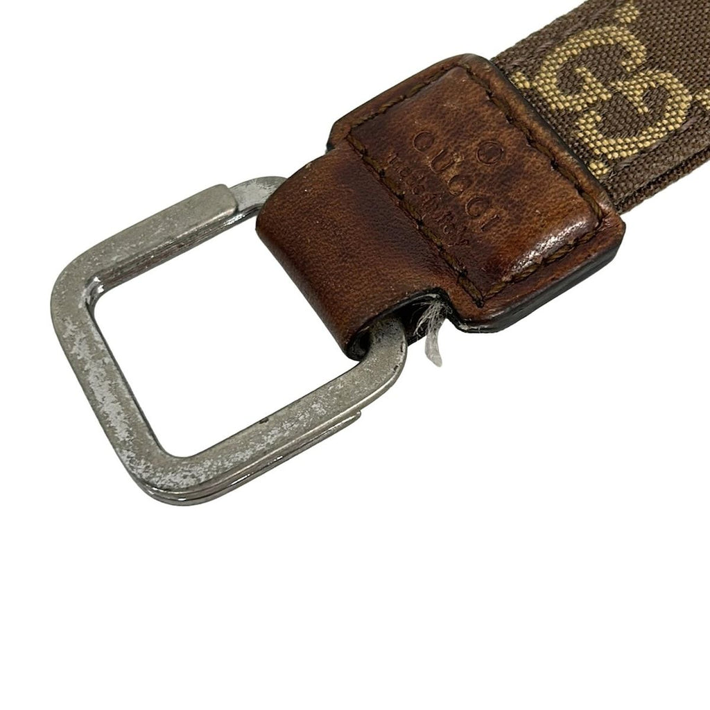 Gucci Key Holder GG Canvas Key Ring 042 01 Dark Brown Yellow Leather — view 5