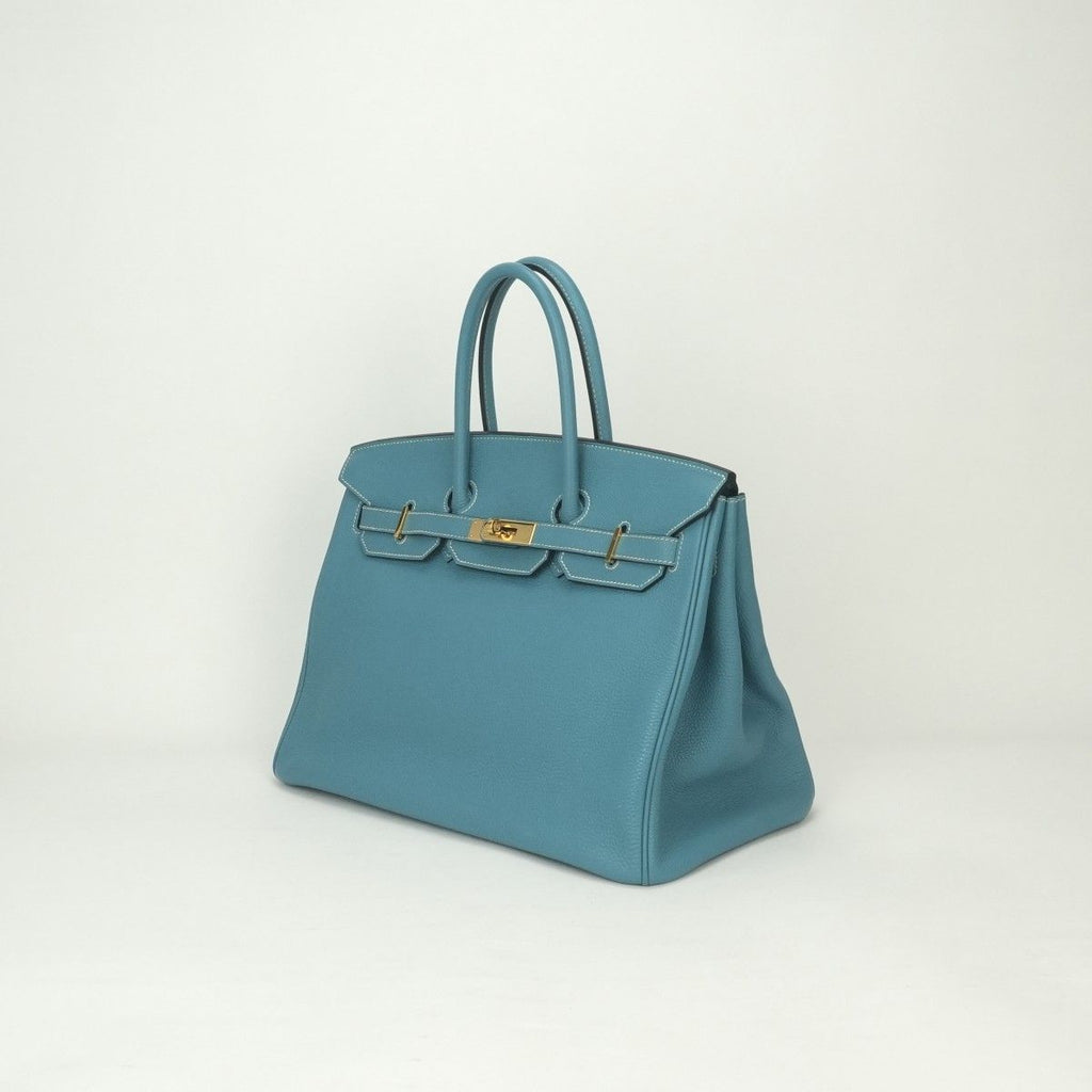 Hermes Birkin 35 Tote Togo Blue Jean Bluejean Gold — view 2