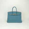 Hermes Birkin 35 Tote Togo Blue Jean Bluejean Gold