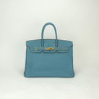 Hermes Birkin 35 Tote Togo Blue Jean Bluejean Gold