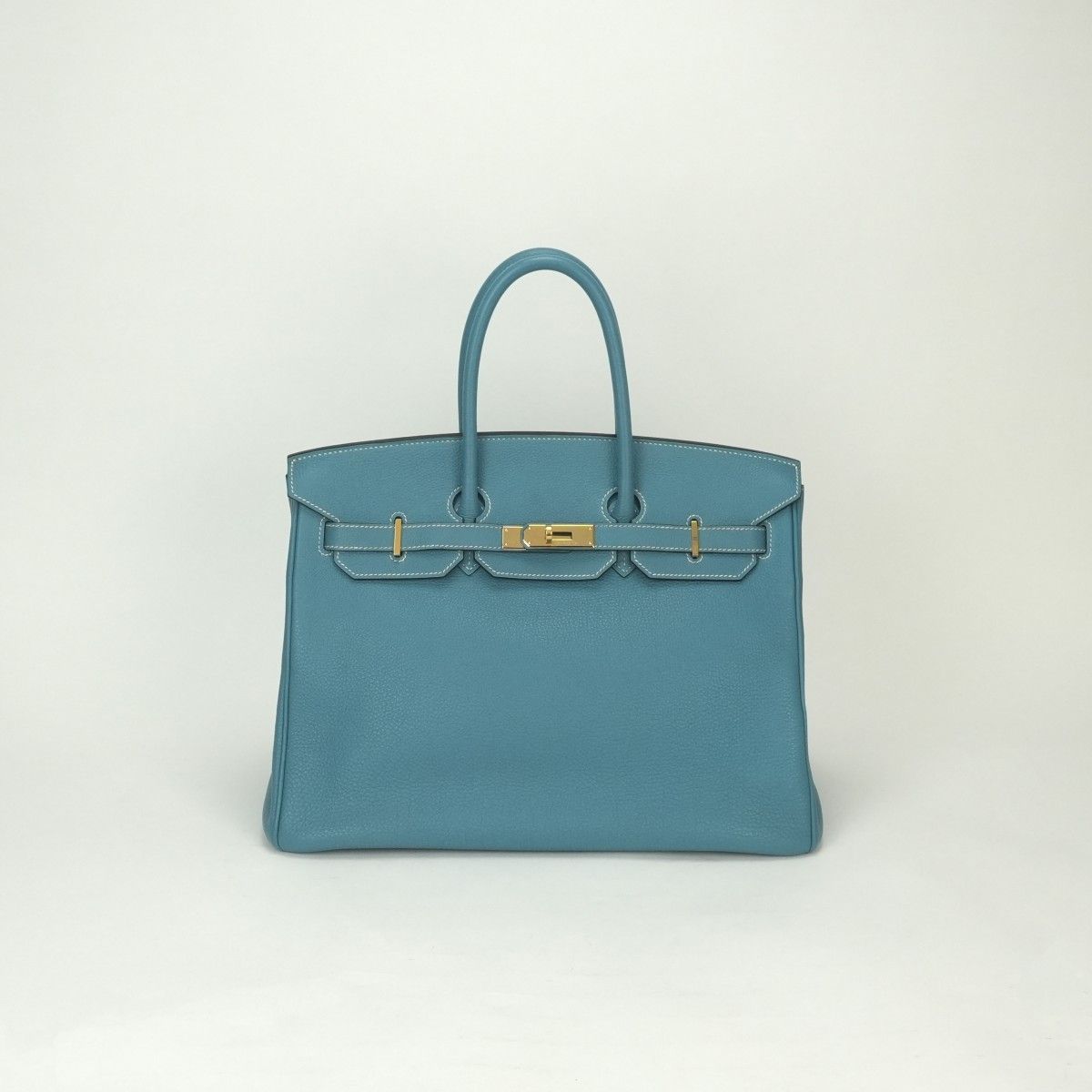 Hermes Birkin 35 Tote Togo Blue Jean Bluejean Gold