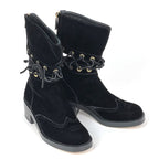 Chanel CC Logo Short Boots Shoes Velour Black — view 7
