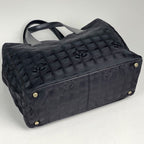 Chanel New Travel Line Tote MM CC Logo Shoulder Bag Nylon Jacquard Black — view 2