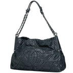 Chanel CC Logo Chain Shoulder Bag Quilted Leather Black