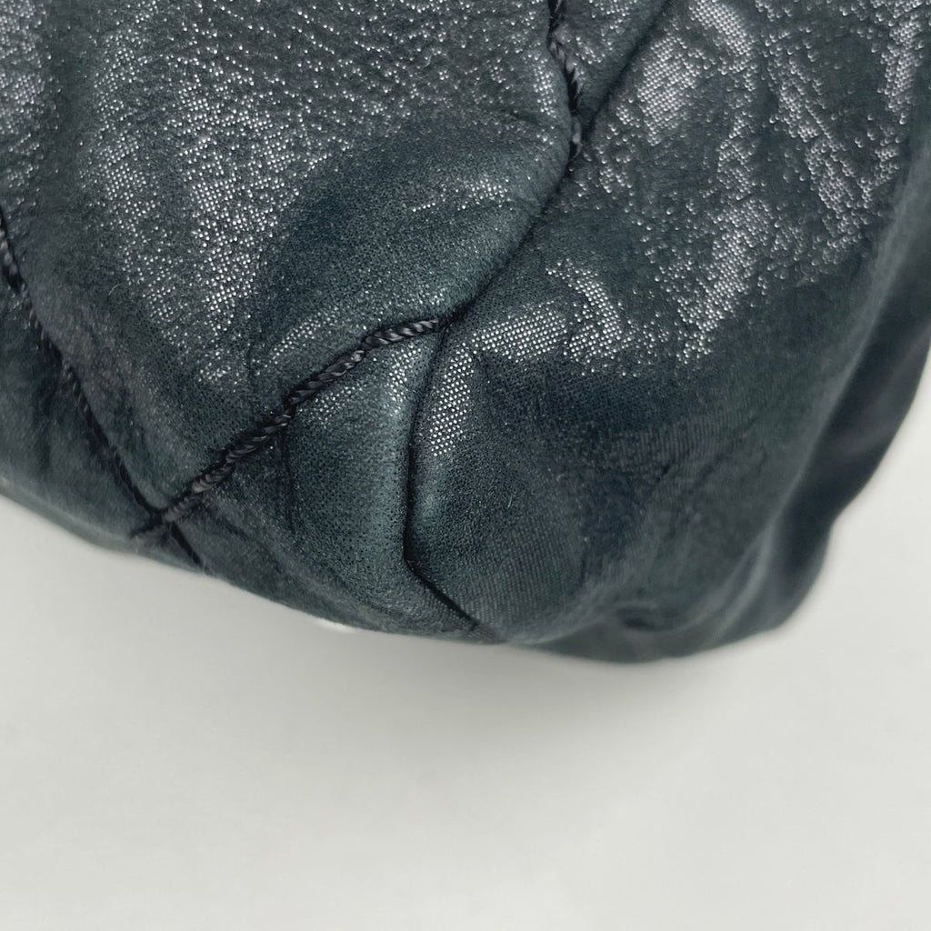 Chanel CC Logo Chain Shoulder Bag Quilted Leather Black — view 3