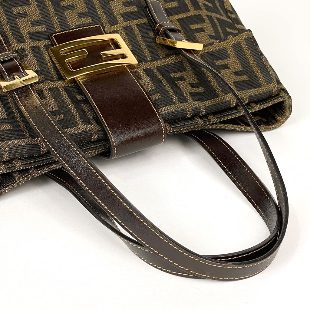Fendi Zucca Pattern Handbag Canvas Brown — view 6