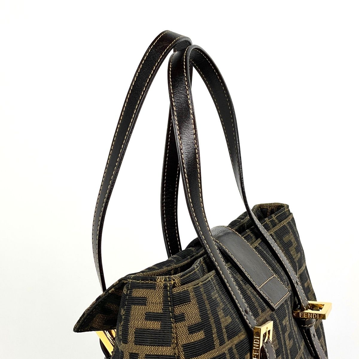 Fendi Zucca Pattern Handbag Canvas Brown — view 5