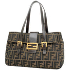 Fendi Zucca Pattern Handbag Canvas Brown