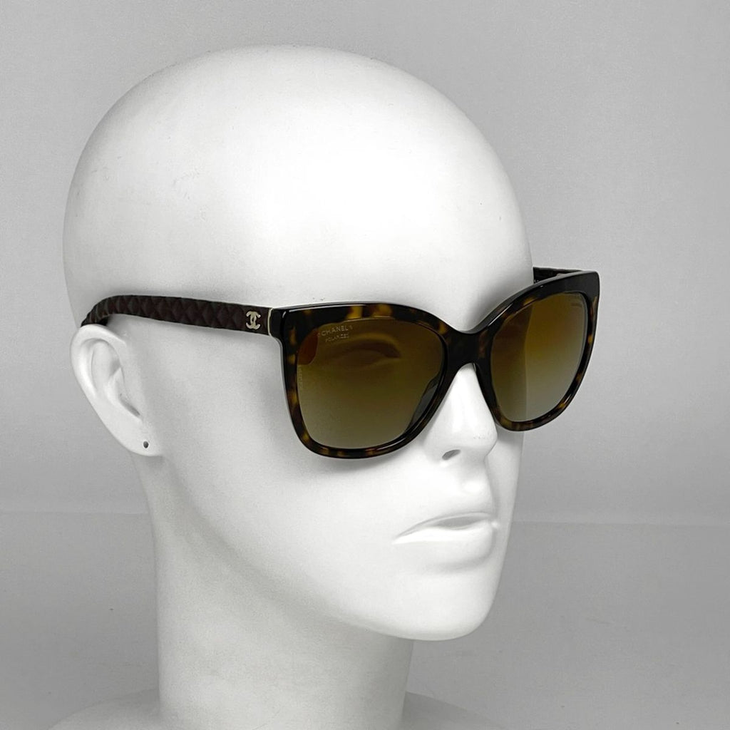 Chanel CC Logo Sunglasses Eyewear Demi Pattern Acetate Brown — view 6