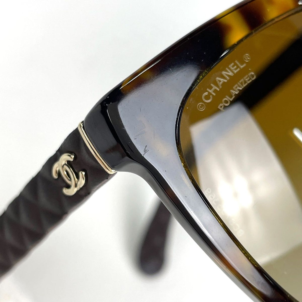 Chanel CC Logo Sunglasses Eyewear Demi Pattern Acetate Brown — view 4