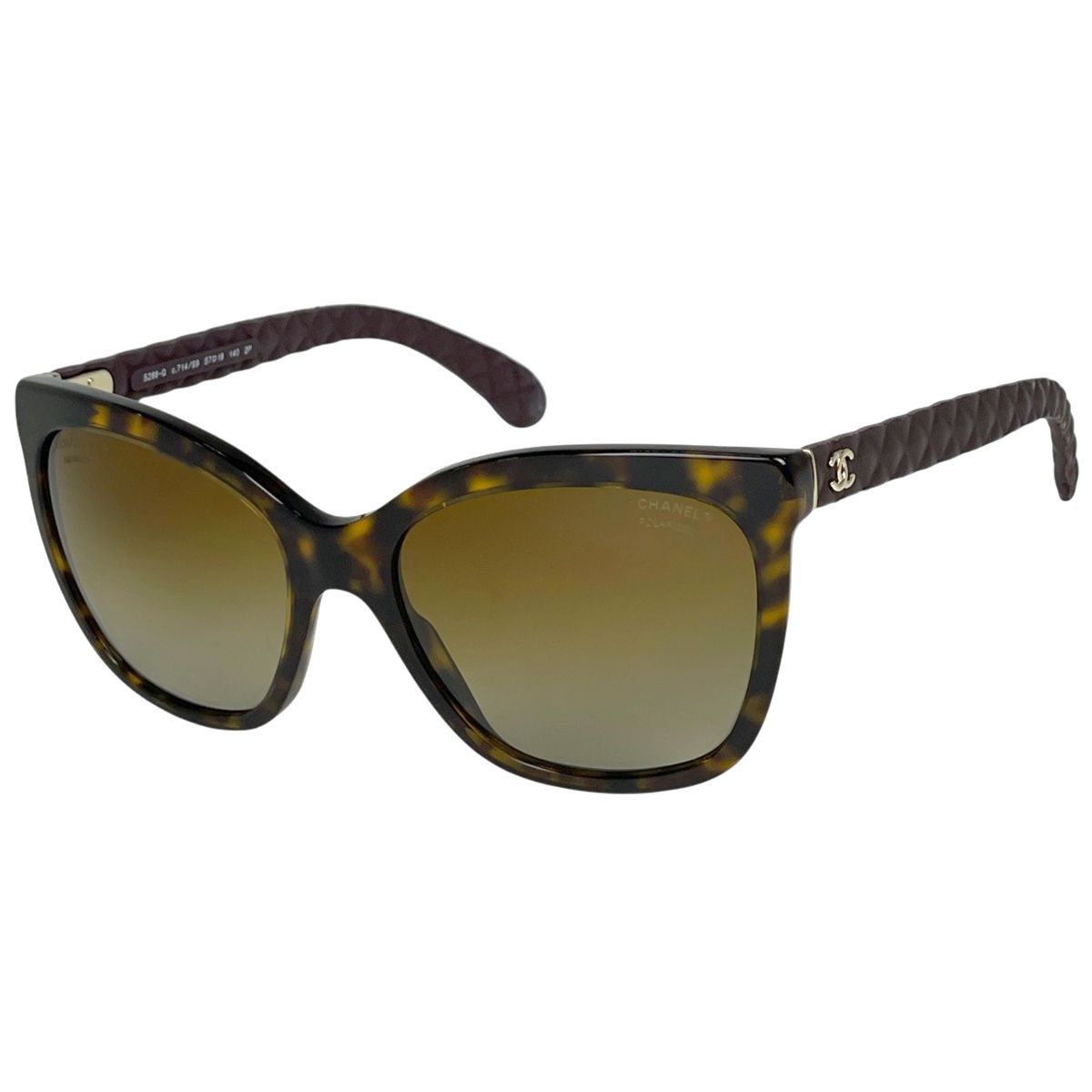Chanel CC Logo Sunglasses Eyewear Demi Pattern Acetate Brown