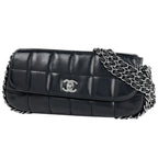 Chanel Chain Handbag CC Logo Leather Black